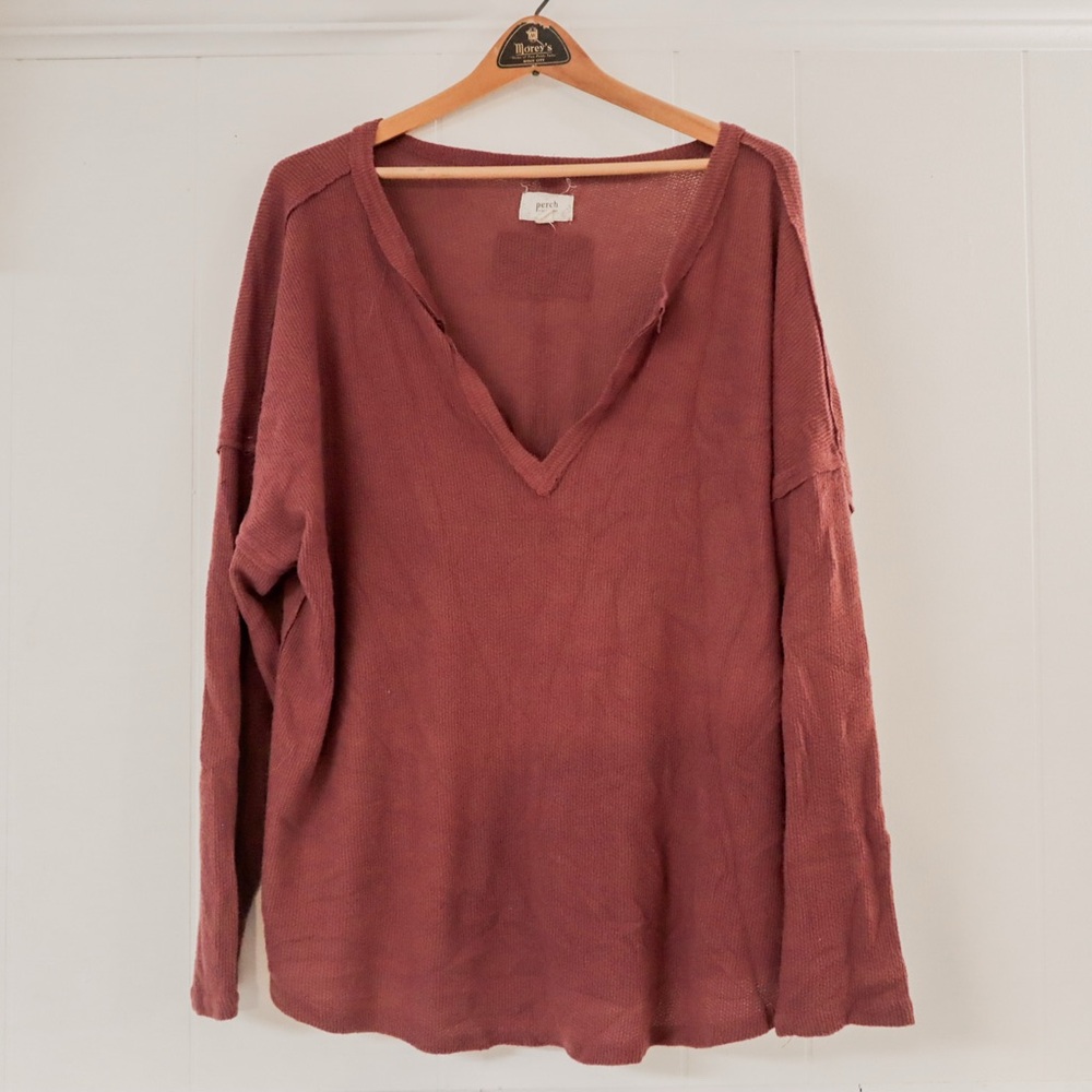 Elegant V-Neck Burgundy Blouse